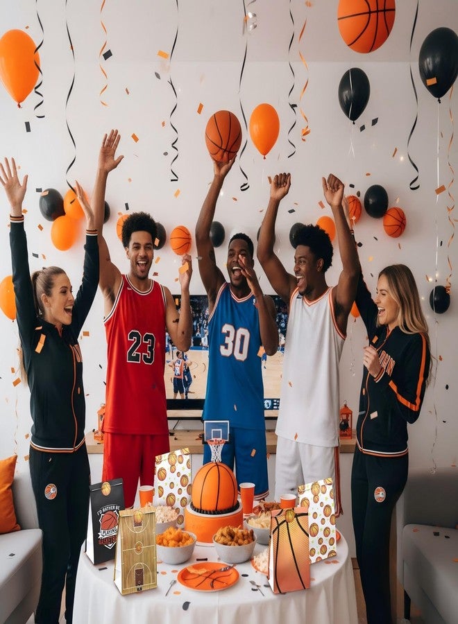 مارسبارك أكياس هدايا كرة السلة من مارسبارك، عبوة من 24 كيسًا، أكياس حلوى ووجبات خفيفة مع ملصقات، مثالية لتزيين حفلات الفرق الرياضية واحتفالات الألعاب. - Image 2